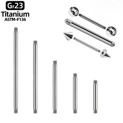 G23 piercing jewelry external thread replacement rod, rod diameter 14G/1.6mm, thread M1.6