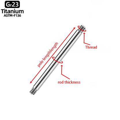 G23 piercing jewelry external thread replacement rod, rod diameter 14G/1.6mm, thread M1.6