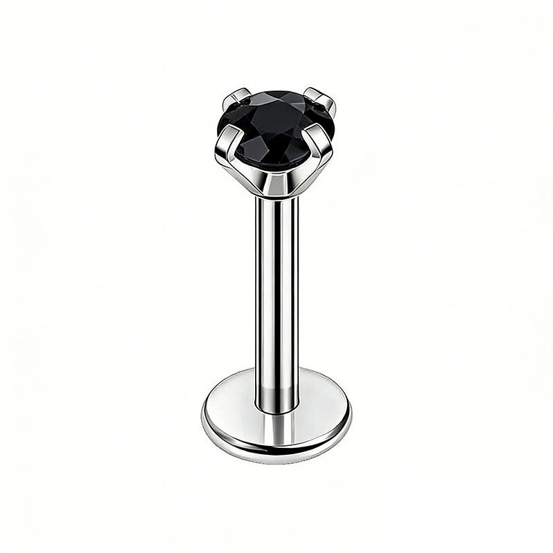 16G 316 Stainless Steel Cubic Zirconia Stud (Lip/Tongue/Nose)