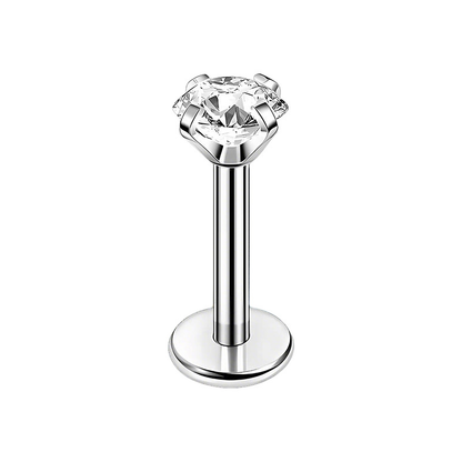 16G 316 Stainless Steel Cubic Zirconia Stud (Lip/Tongue/Nose)